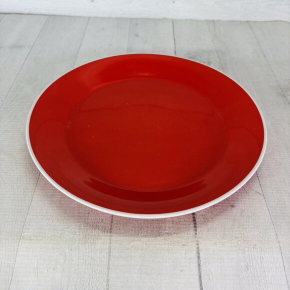 Room Essentials ANGLED RIM ORANGE FLAME White Trim Stoneware Dinner Plates Set 3 - Picture 6 of 16